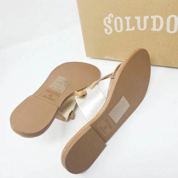 New Soludos Leather Platinum Sandals 5.5 - Picture 7 of 7